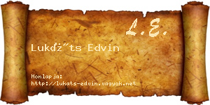 Lukáts Edvin névjegykártya